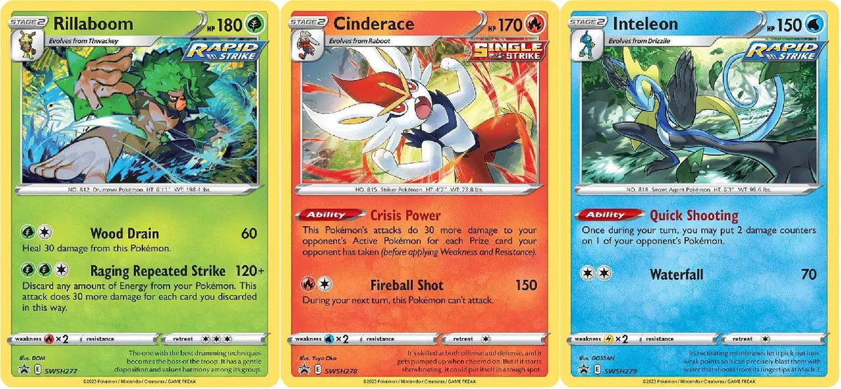 Pokemon TCG - Rillaboom, Cinderace and Inteleon Promo Bundle